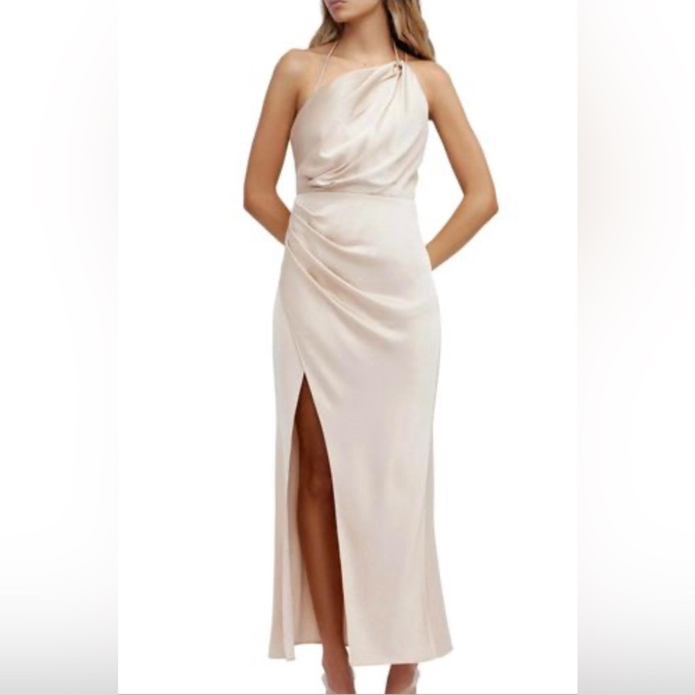 SIGNIFICANT OTHER One Shoulder Draped Cocktail Dress in Sage/Olive Green, US 4